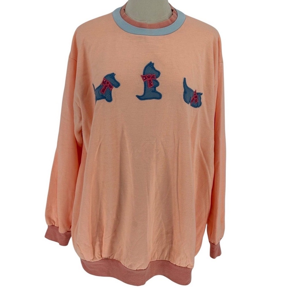 Unbranded Sweatshirt Peach Vintage Scottie Dog Applique Large